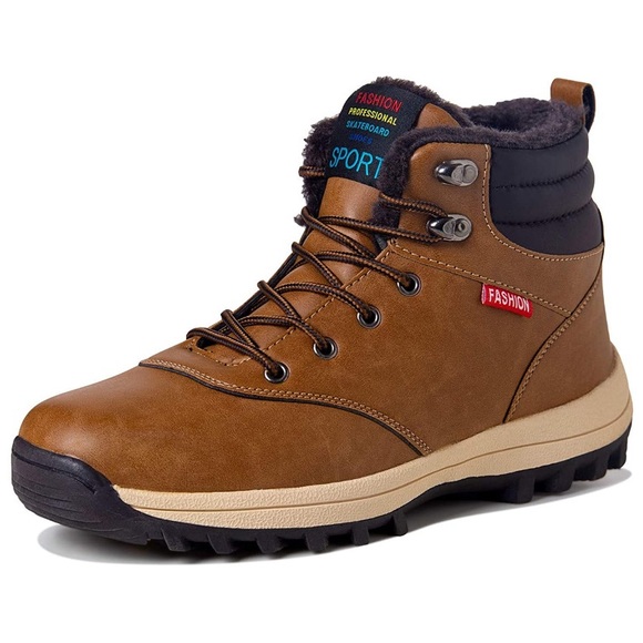 Men's Snow Boots Waterproof Fur Lined Camel - Picture 1 of 8